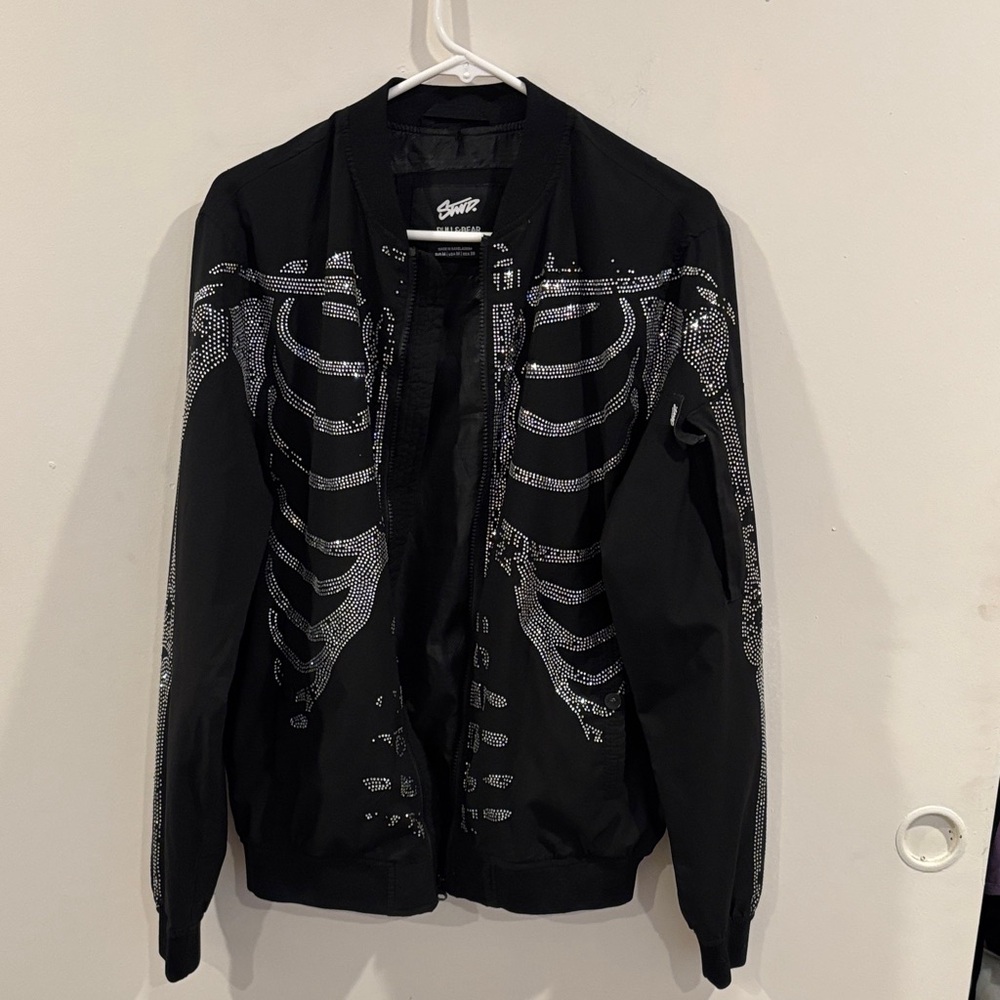 Pull&Bear Black Jacket with Silver Accents